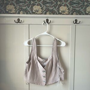 Jason Wu Linen Crop Top with Shell Button Down (top only)